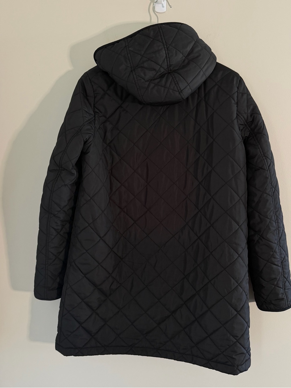 Lauren Ralph Lauren Women M Black Quilted Coat Faux Fur Hood Equestrian Lined - Picture 10 of 14
